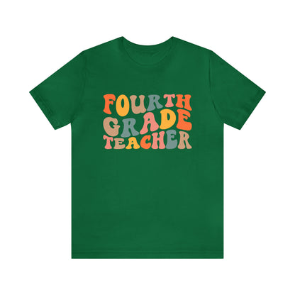 Colorful Groovy Retro "Fourth Grade Teacher  Tee