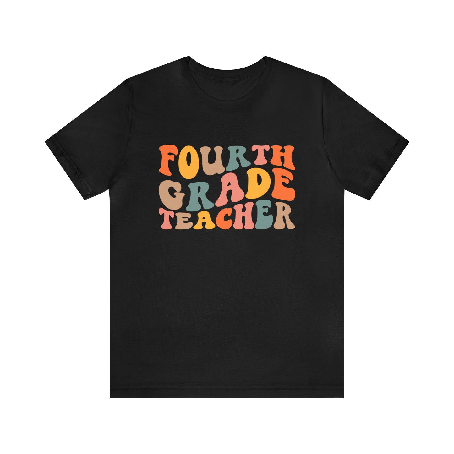 Colorful Groovy Retro "Fourth Grade Teacher  Tee