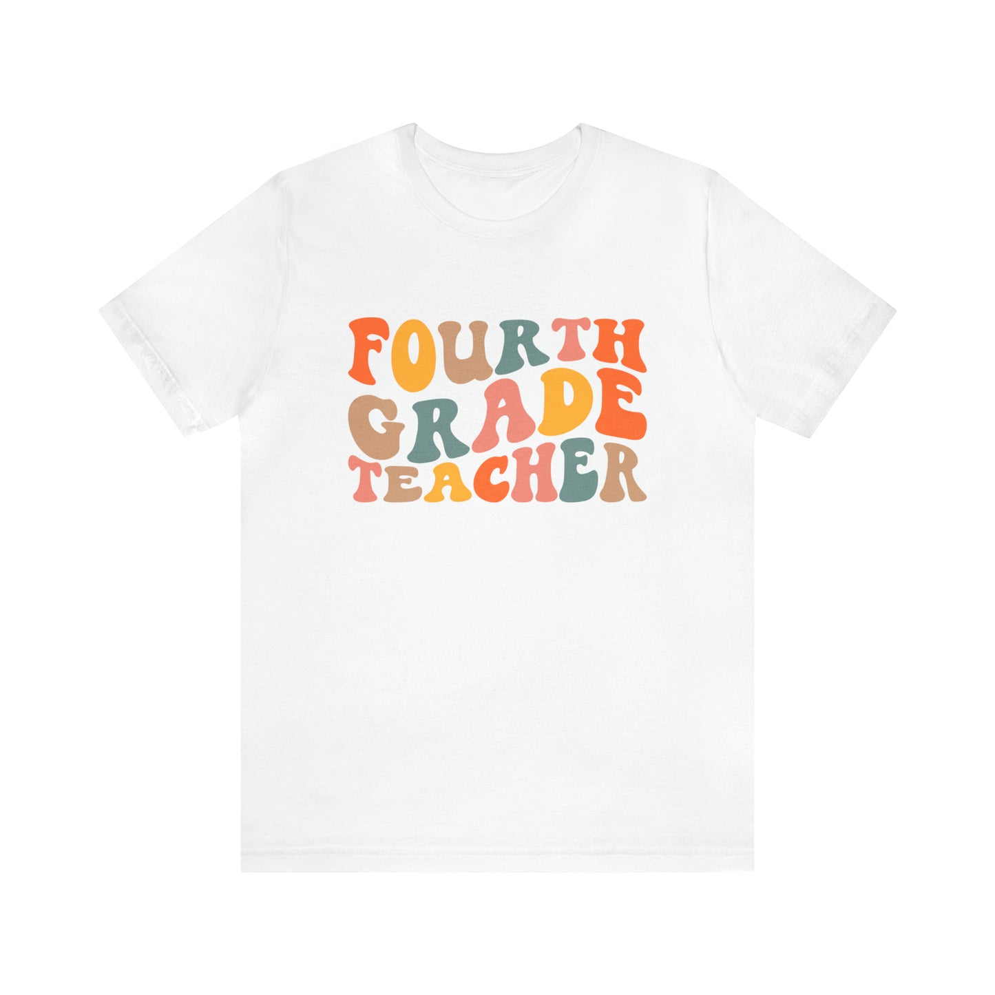 Colorful Groovy Retro "Fourth Grade Teacher  Tee