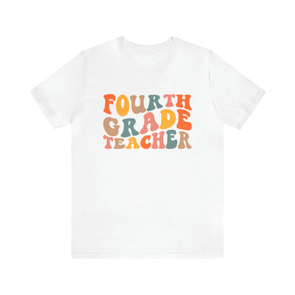 Colorful Groovy Retro "Fourth Grade Teacher  Tee