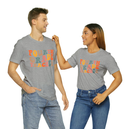 Colorful Groovy Retro "Fourth Grade Teacher  Tee