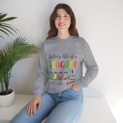 Battery Life of a Teacher Unisex Heavy Blend™ Crewneck Sweatshirt