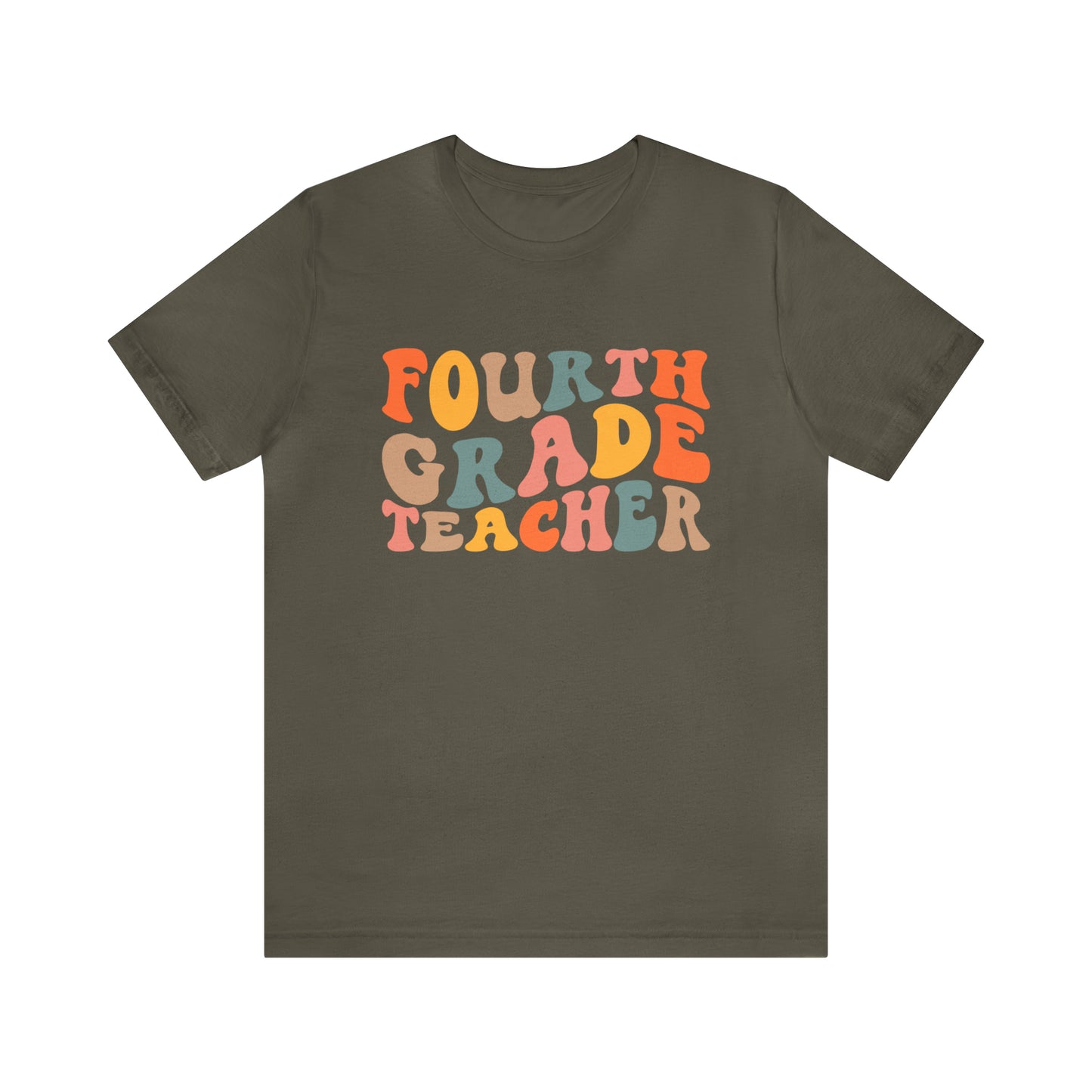 Colorful Groovy Retro "Fourth Grade Teacher  Tee