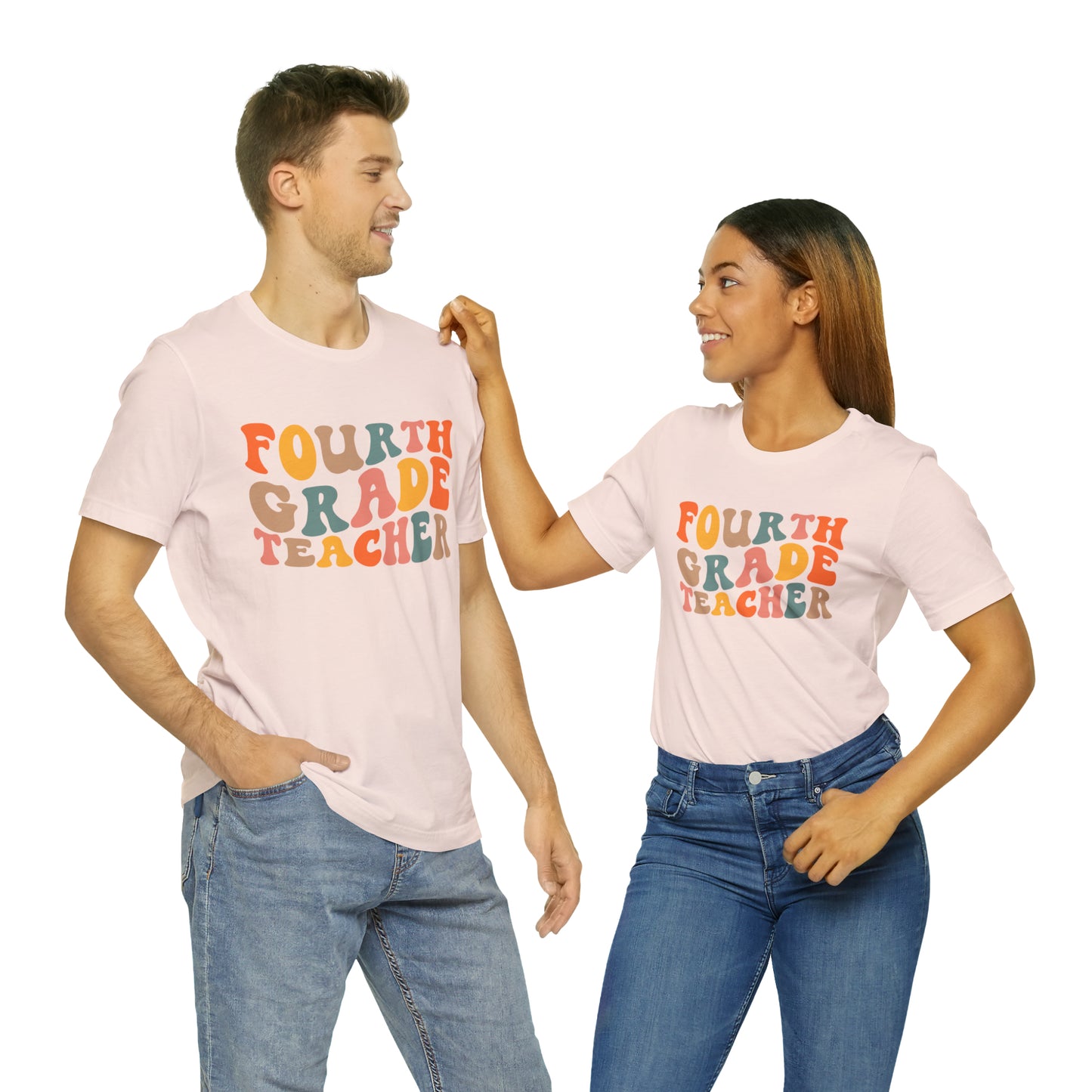 Colorful Groovy Retro "Fourth Grade Teacher  Tee