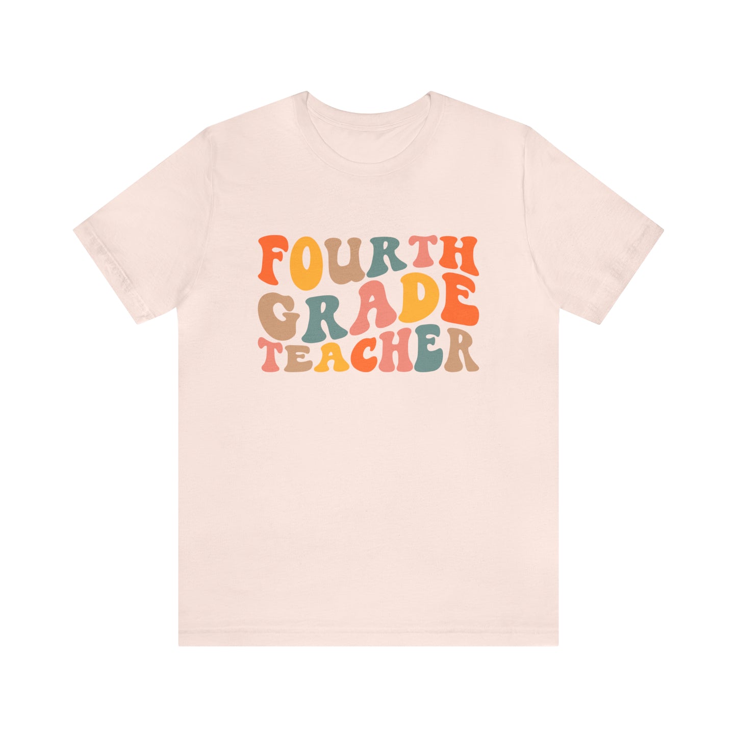 Colorful Groovy Retro "Fourth Grade Teacher  Tee