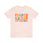 Colorful Groovy Retro "Fourth Grade Teacher  Tee