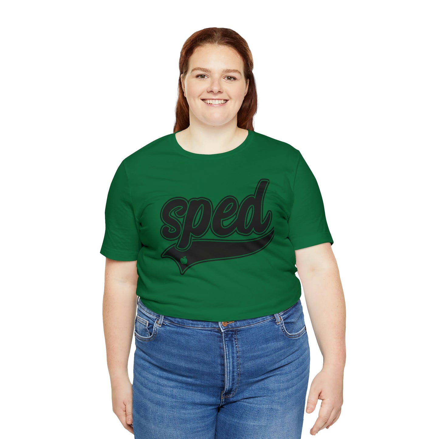 SPED Level School Swoosh Black Print Tee with Apple Logo