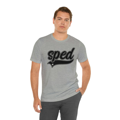 SPED Level School Swoosh Black Print Tee with Apple Logo