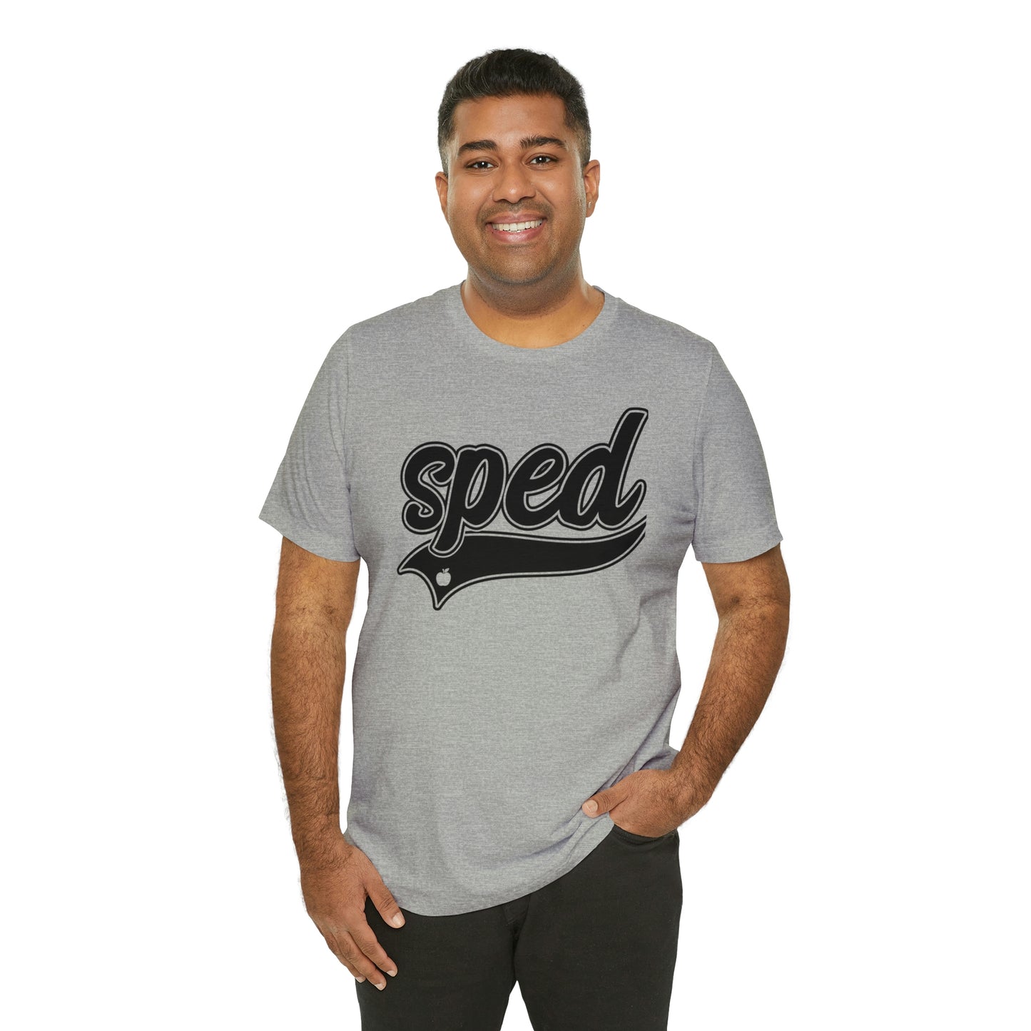 SPED Level School Swoosh Black Print Tee with Apple Logo