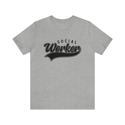 Social Worker Swoosh Black Print Tee with Apple Logo