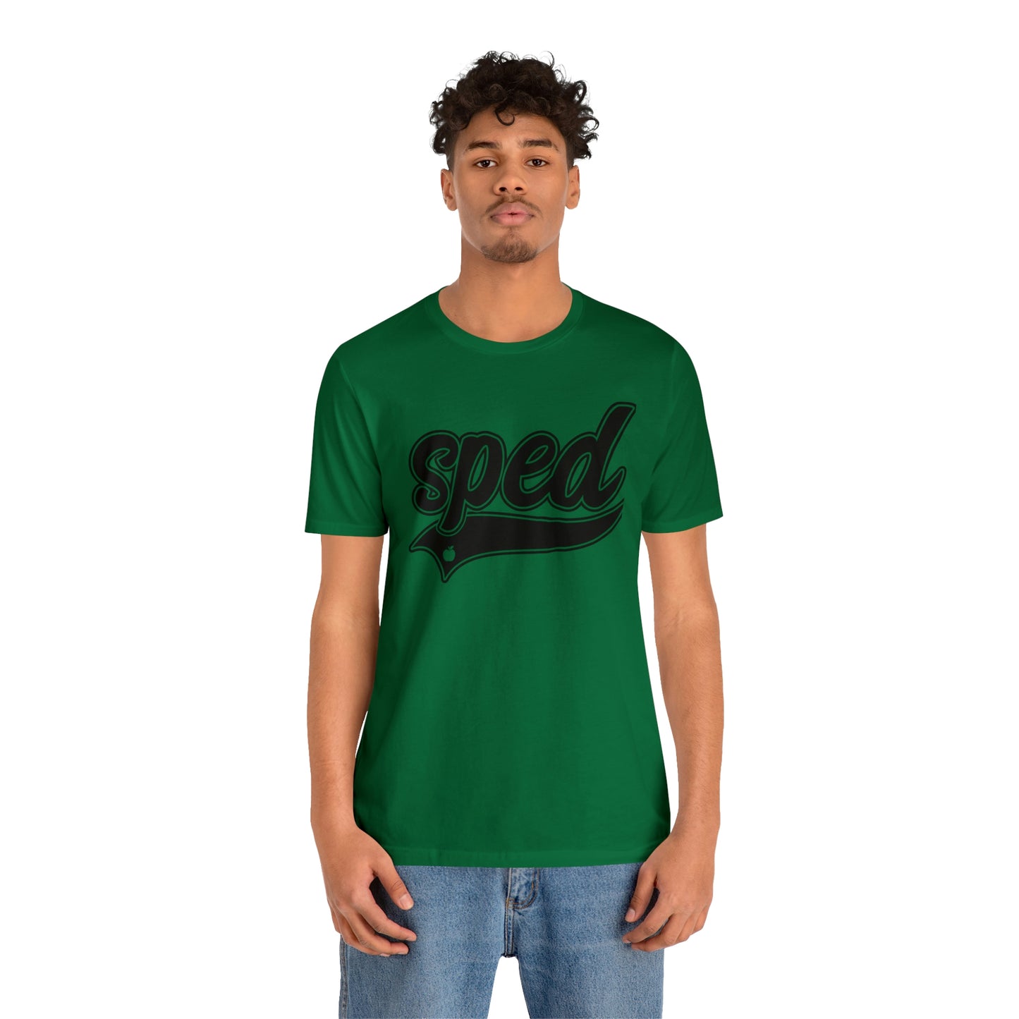 SPED Level School Swoosh Black Print Tee with Apple Logo