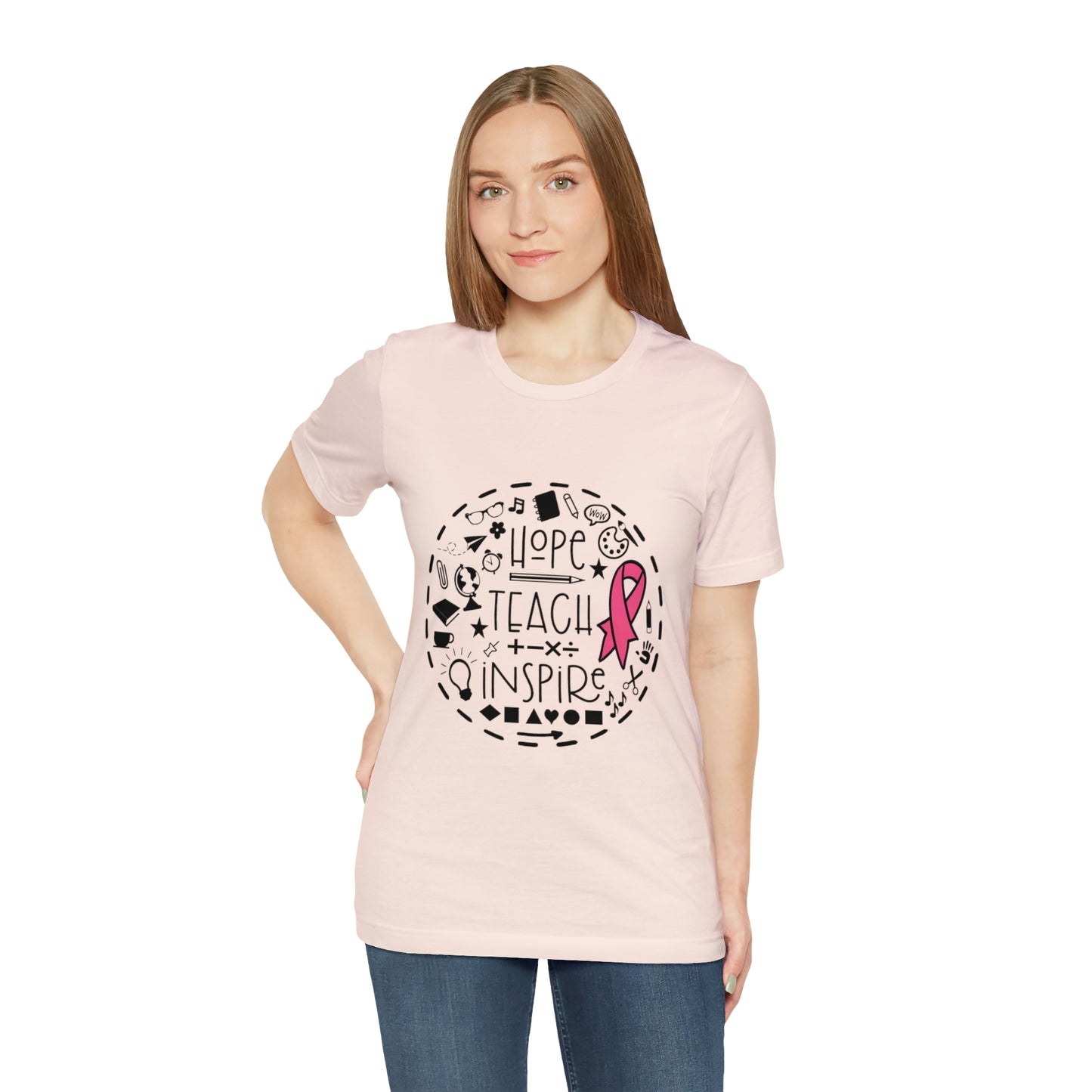 Hope, Teach, & Inspire Breast Cancer Ribbon t-shirt