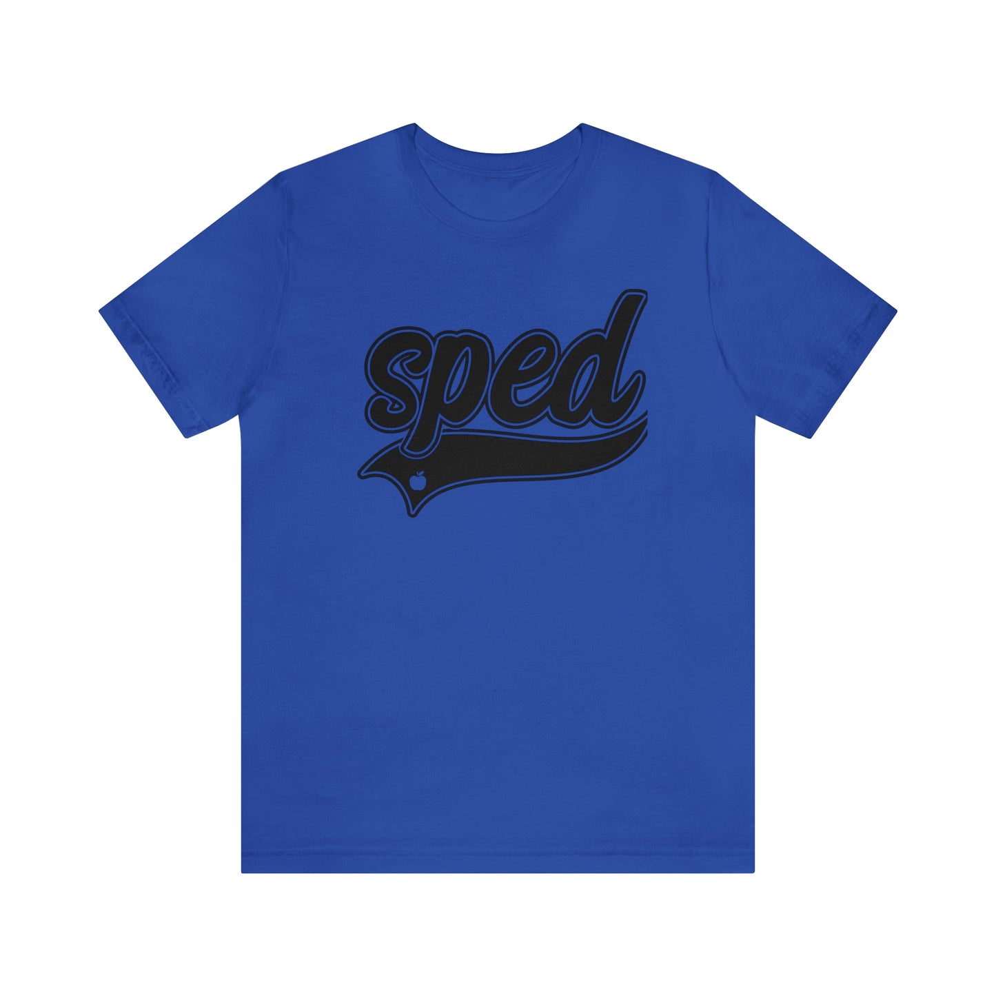 SPED Level School Swoosh Black Print Tee with Apple Logo