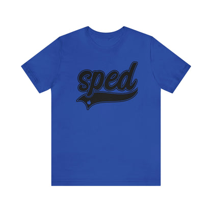 SPED Level School Swoosh Black Print Tee with Apple Logo