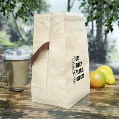 Eat, Sleep, Teach, Repeat" Canvas Lunch Bag With Strap