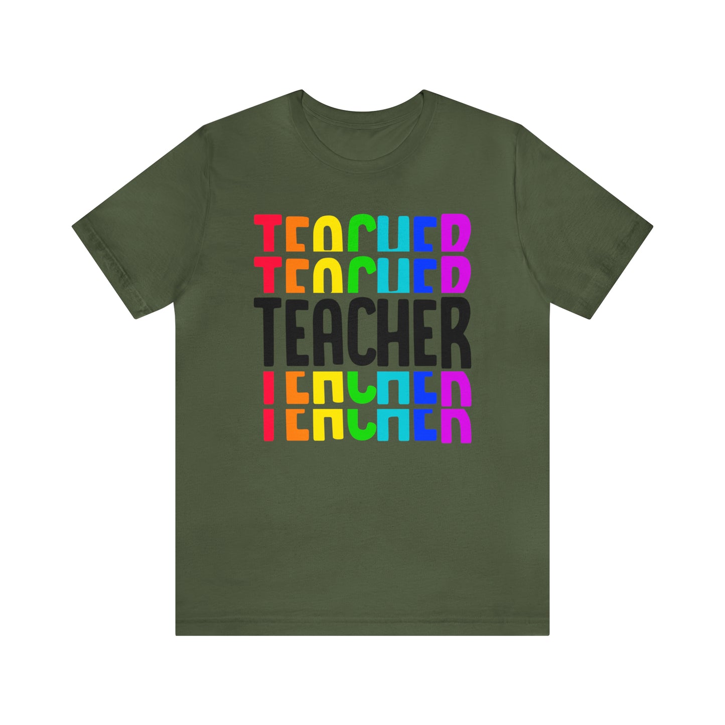 Rainbow & Black Teacher tee