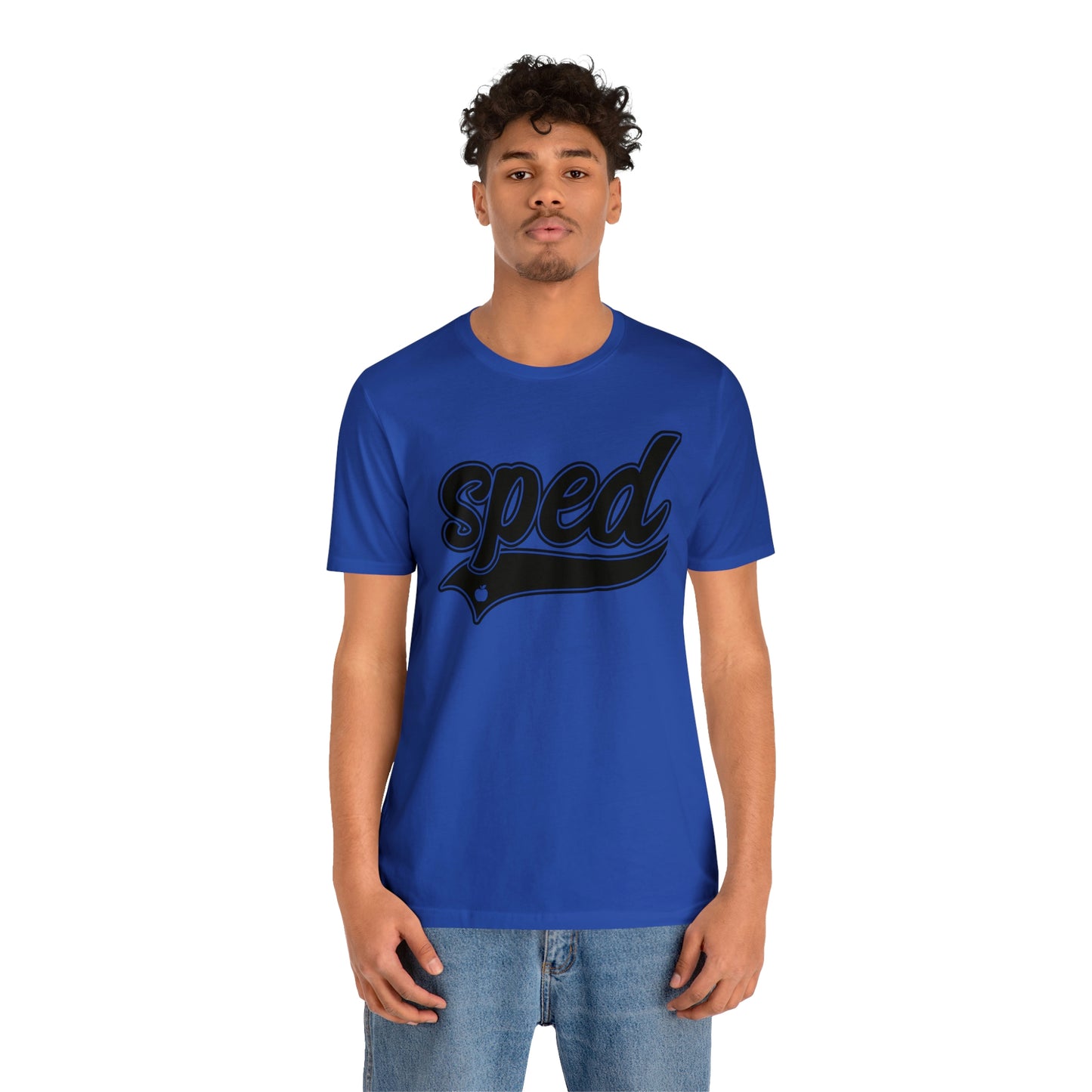 SPED Level School Swoosh Black Print Tee with Apple Logo