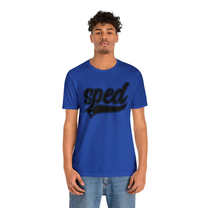 SPED Level School Swoosh Black Print Tee with Apple Logo