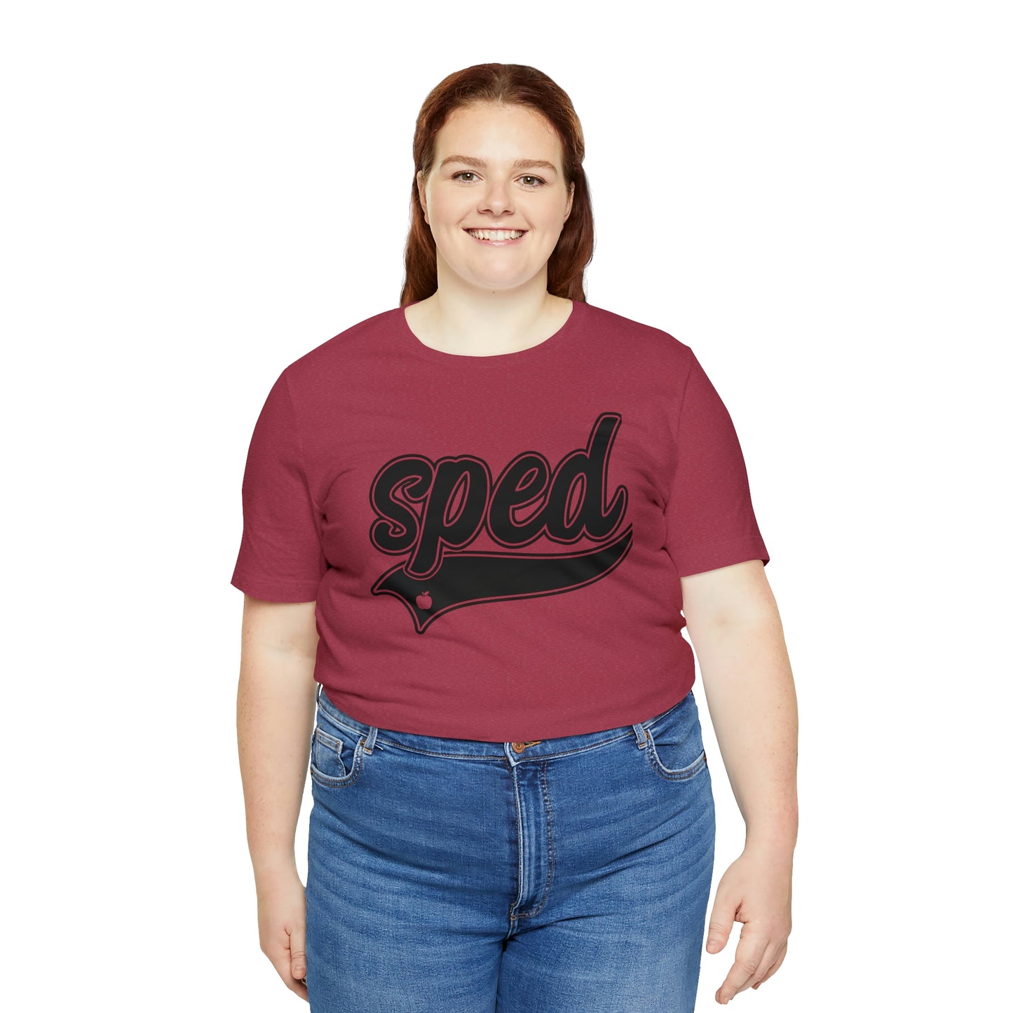 SPED Level School Swoosh Black Print Tee with Apple Logo