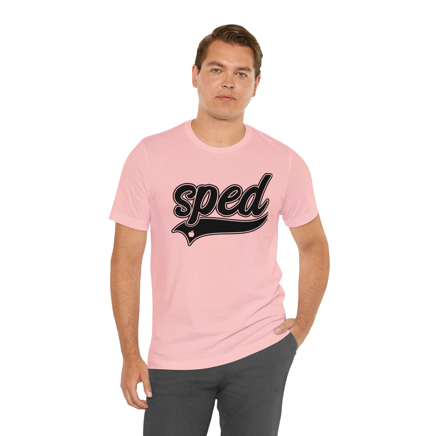 SPED Level School Swoosh Black Print Tee with Apple Logo