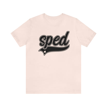 SPED Level School Swoosh Black Print Tee with Apple Logo