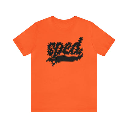 SPED Level School Swoosh Black Print Tee with Apple Logo