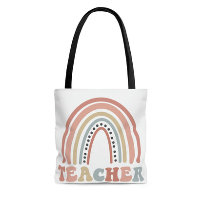 Retro Rainbow Double sided Teacher Tote Bag