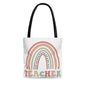 Retro Rainbow Double sided Teacher Tote Bag