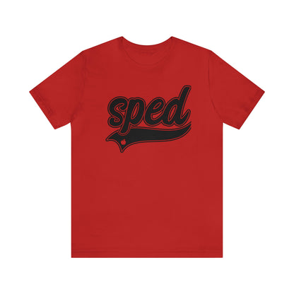 SPED Level School Swoosh Black Print Tee with Apple Logo