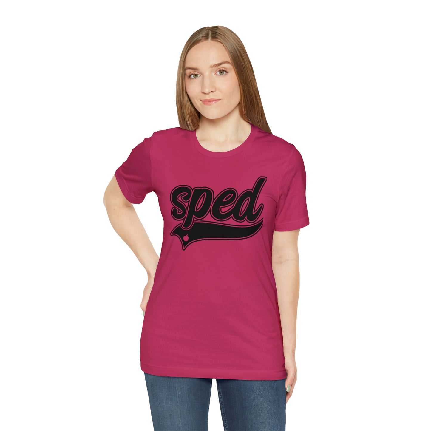 SPED Level School Swoosh Black Print Tee with Apple Logo