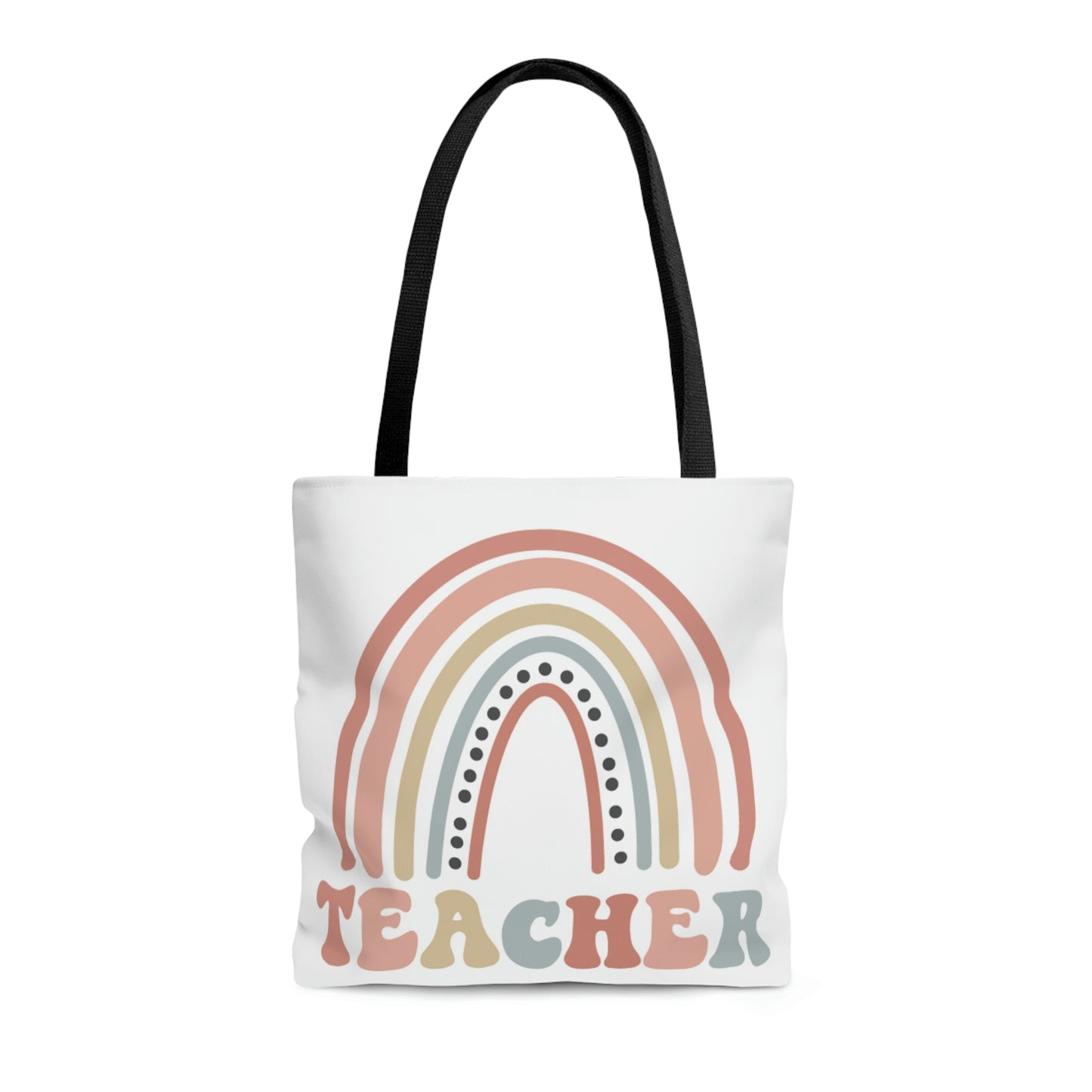 Retro Rainbow Double sided Teacher Tote Bag