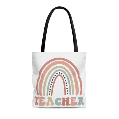 Retro Rainbow Double sided Teacher Tote Bag