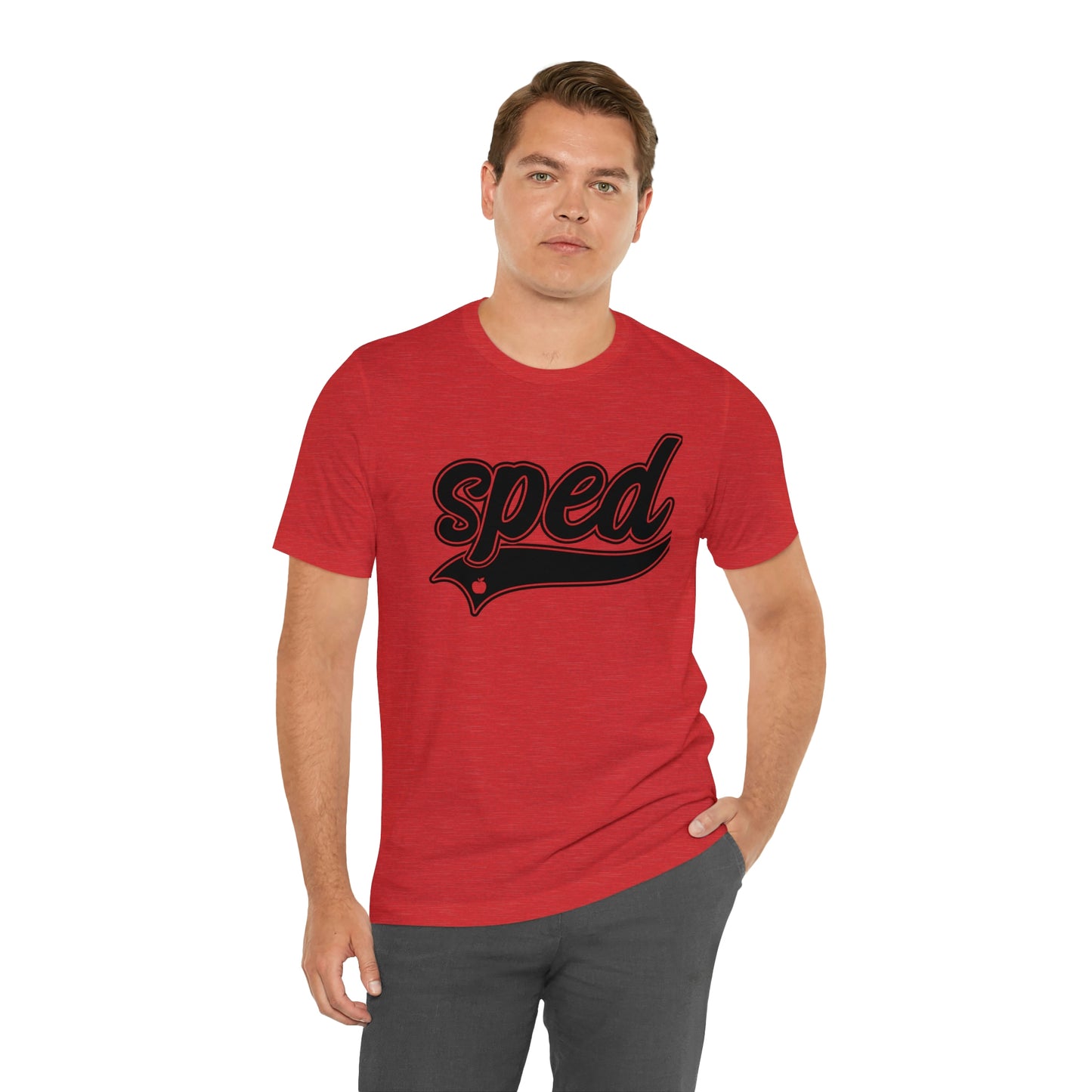 SPED Level School Swoosh Black Print Tee with Apple Logo