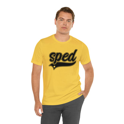 SPED Level School Swoosh Black Print Tee with Apple Logo