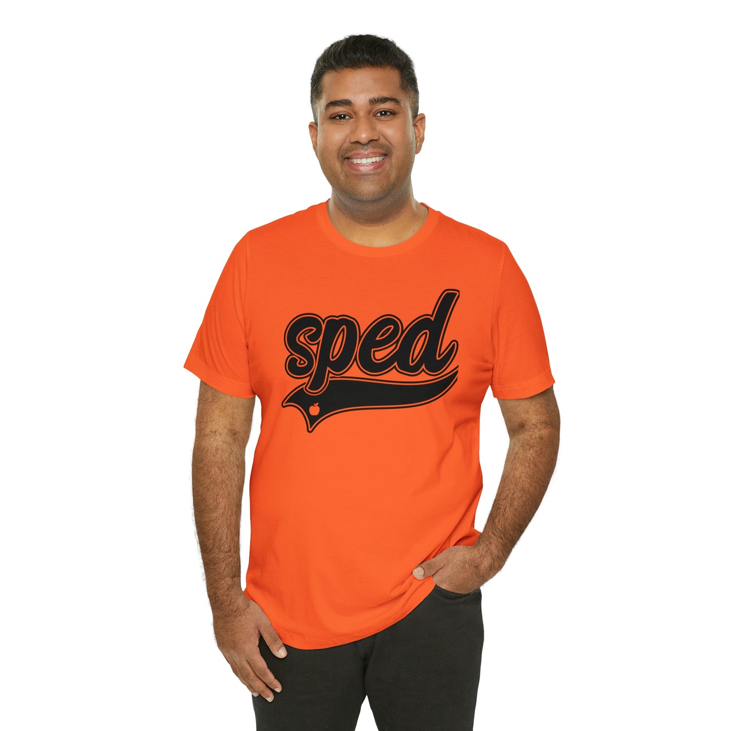 SPED Level School Swoosh Black Print Tee with Apple Logo