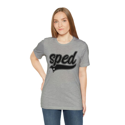 SPED Level School Swoosh Black Print Tee with Apple Logo