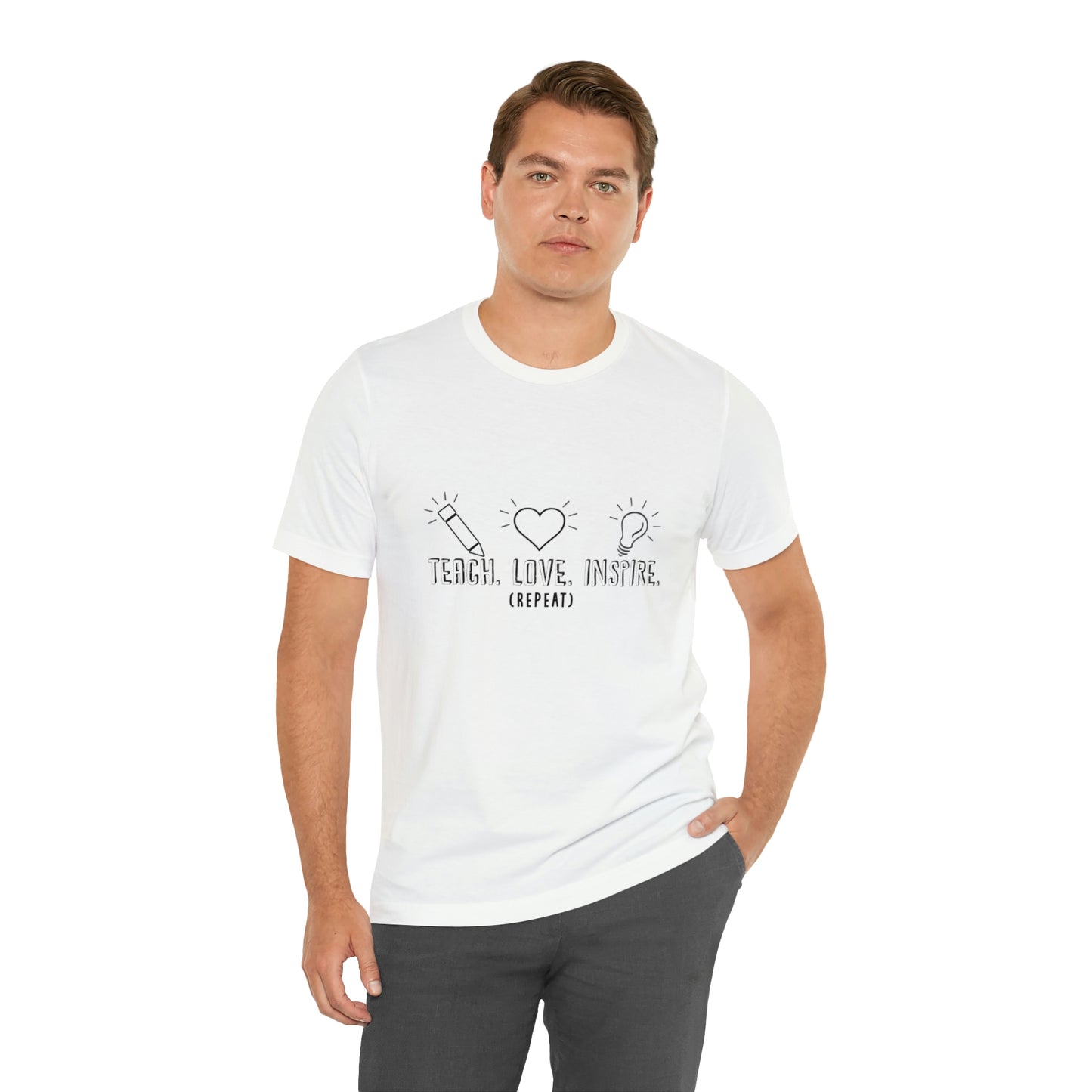 "Teach, Love, Inspire, Repeat" Unisex Jersey Short Sleeve Tee