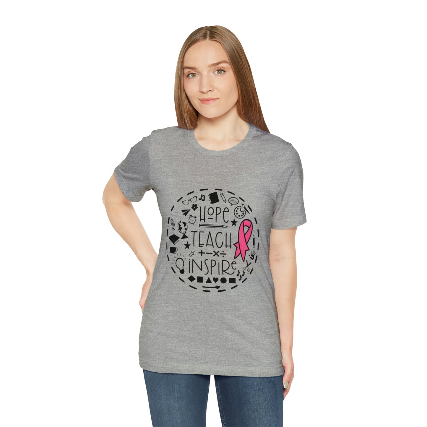 Hope, Teach, & Inspire Breast Cancer Ribbon t-shirt