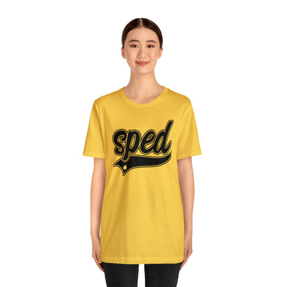 SPED Level School Swoosh Black Print Tee with Apple Logo