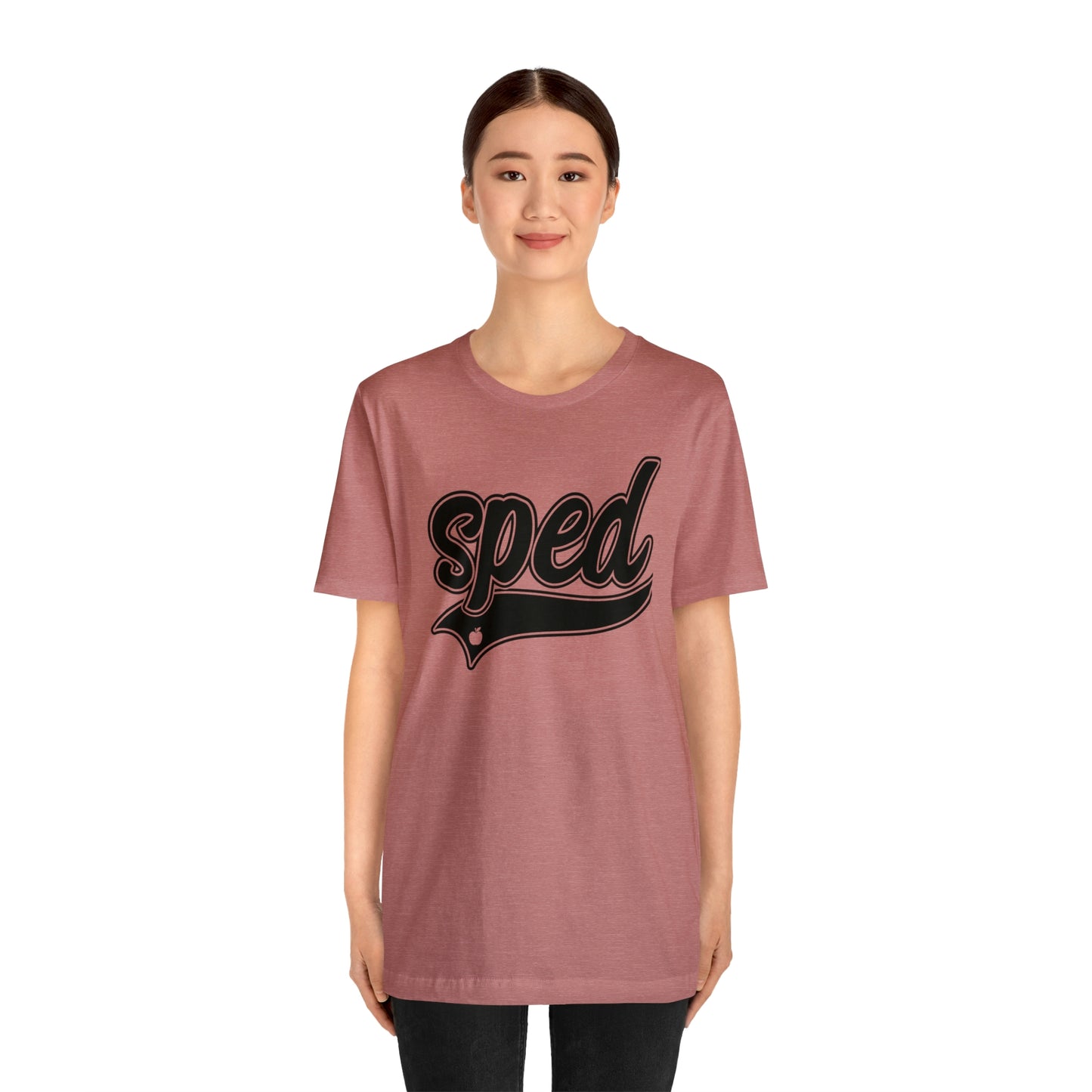 SPED Level School Swoosh Black Print Tee with Apple Logo