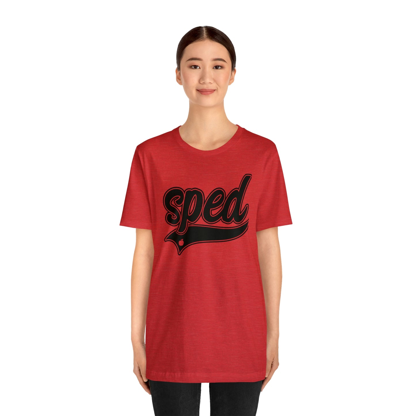 SPED Level School Swoosh Black Print Tee with Apple Logo