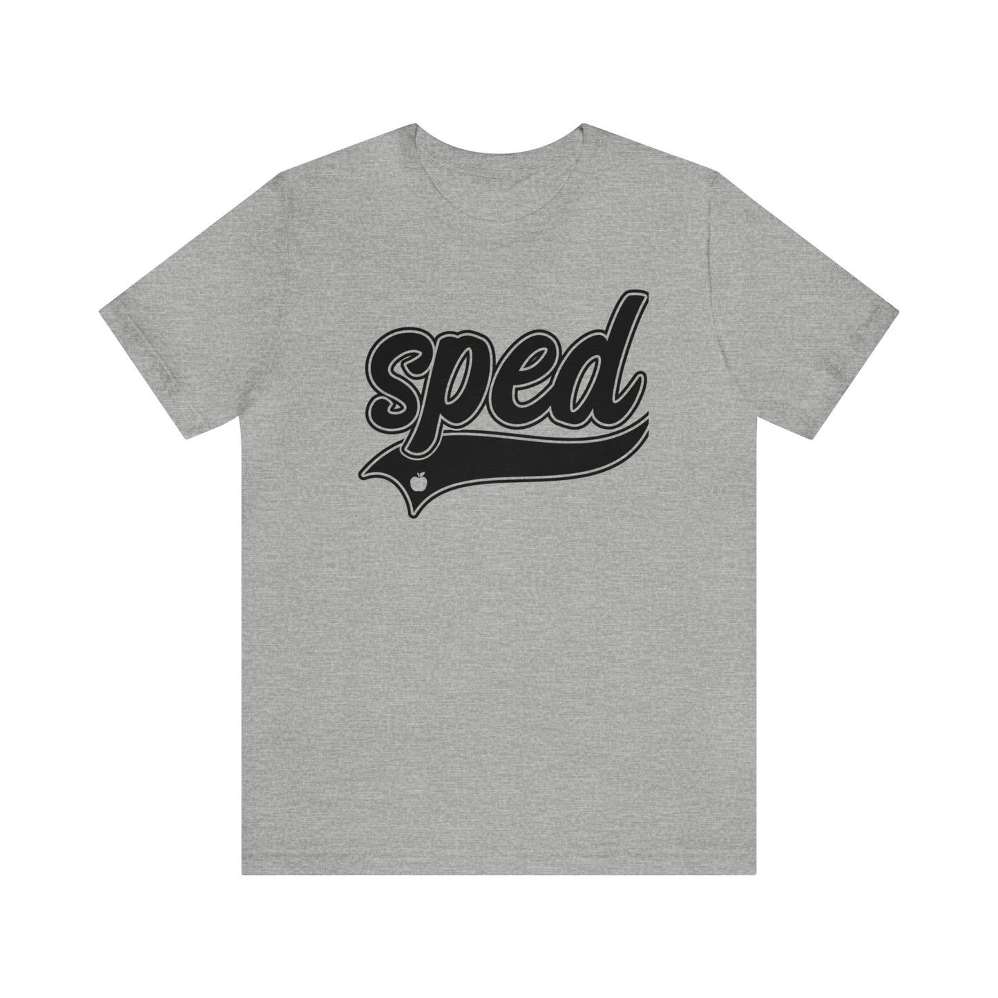 SPED Level School Swoosh Black Print Tee with Apple Logo