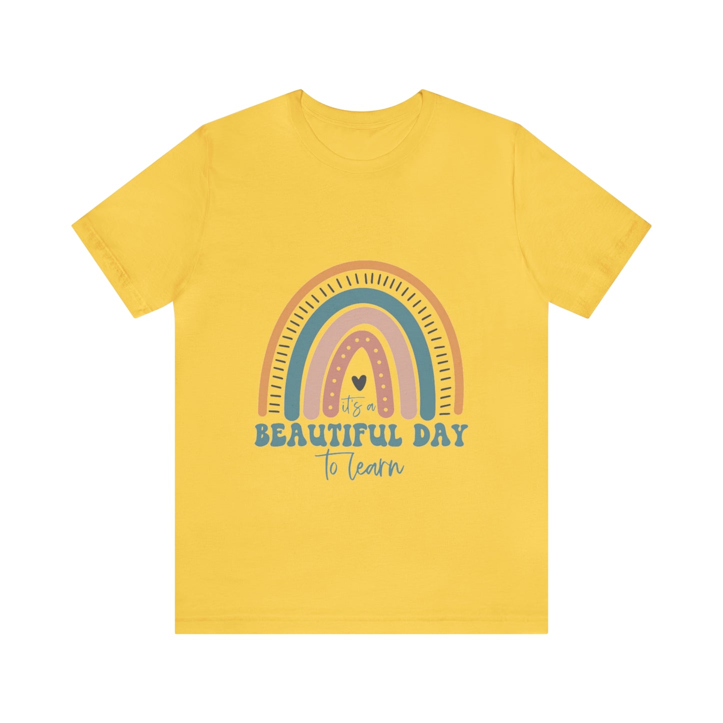 Retro rainbow "It's a beautiful day to learn" Unisex Tee