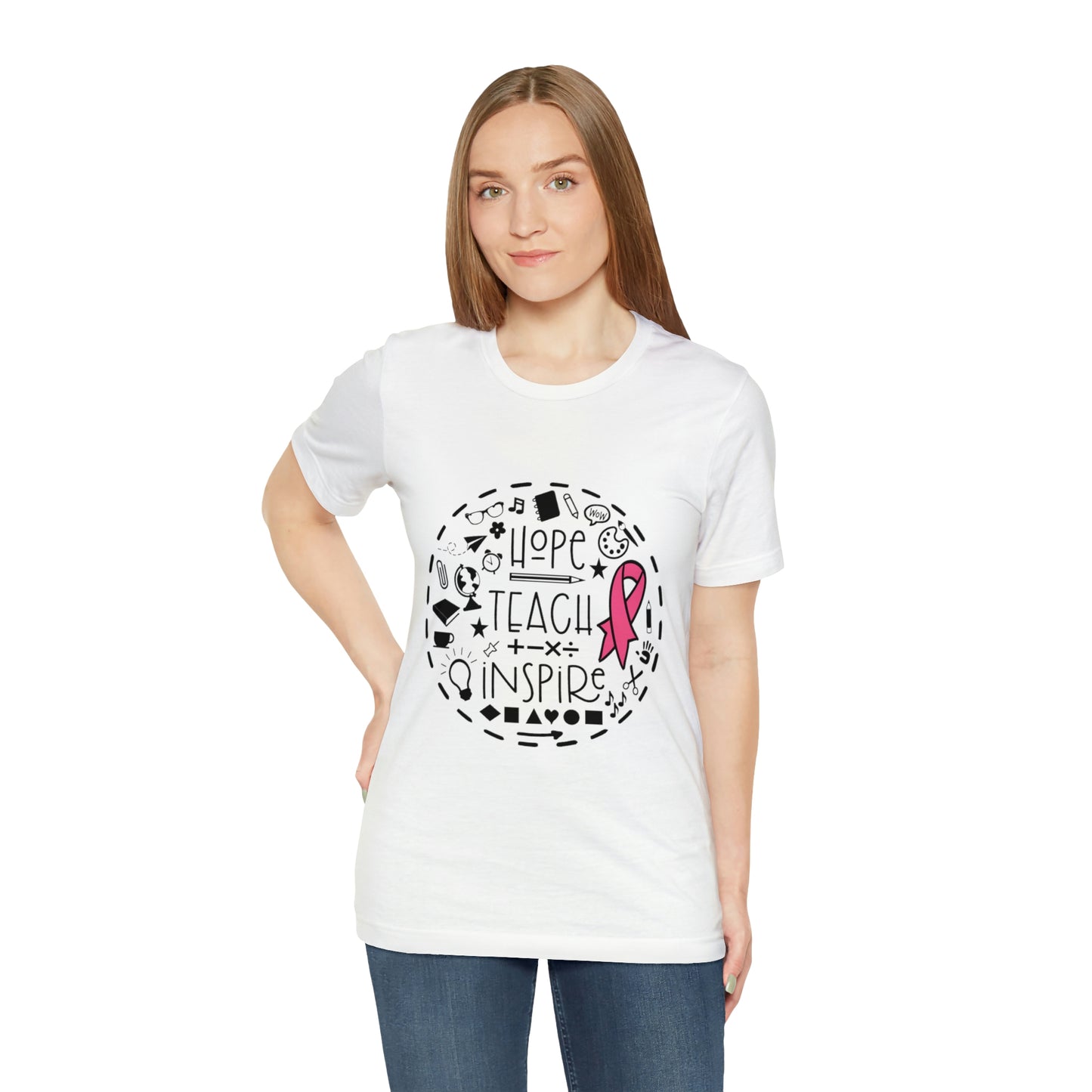 Hope, Teach, & Inspire Breast Cancer Ribbon t-shirt