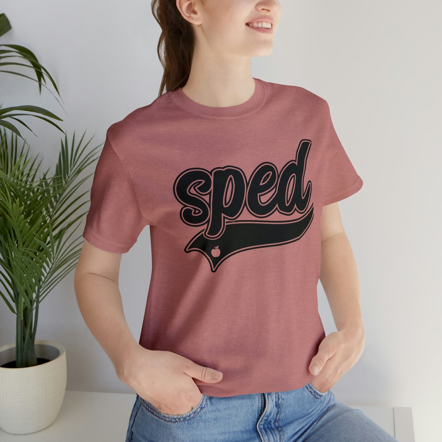 SPED Level School Swoosh Black Print Tee with Apple Logo