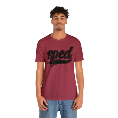 SPED Level School Swoosh Black Print Tee with Apple Logo