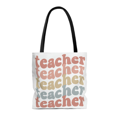 Retro Rainbow Double sided Teacher Tote Bag