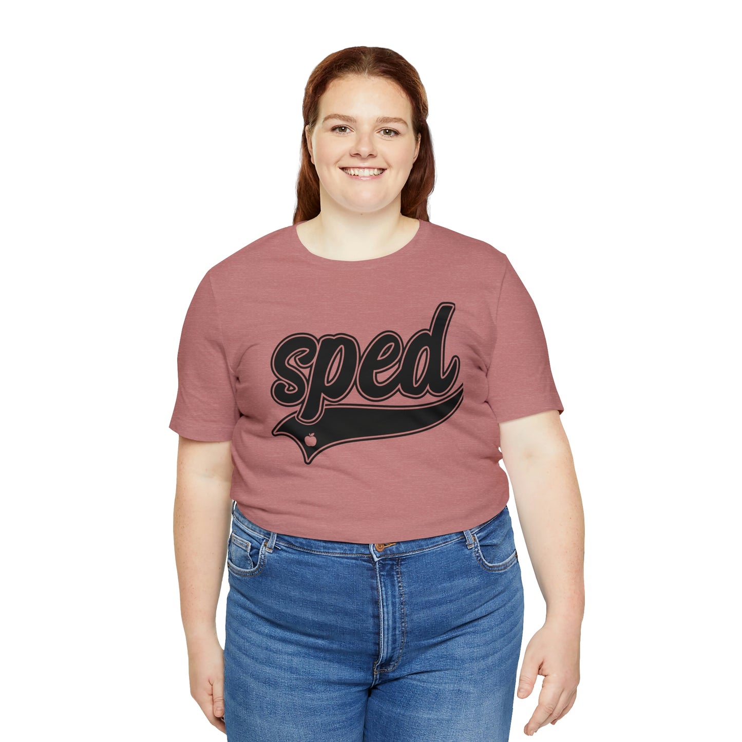 SPED Level School Swoosh Black Print Tee with Apple Logo