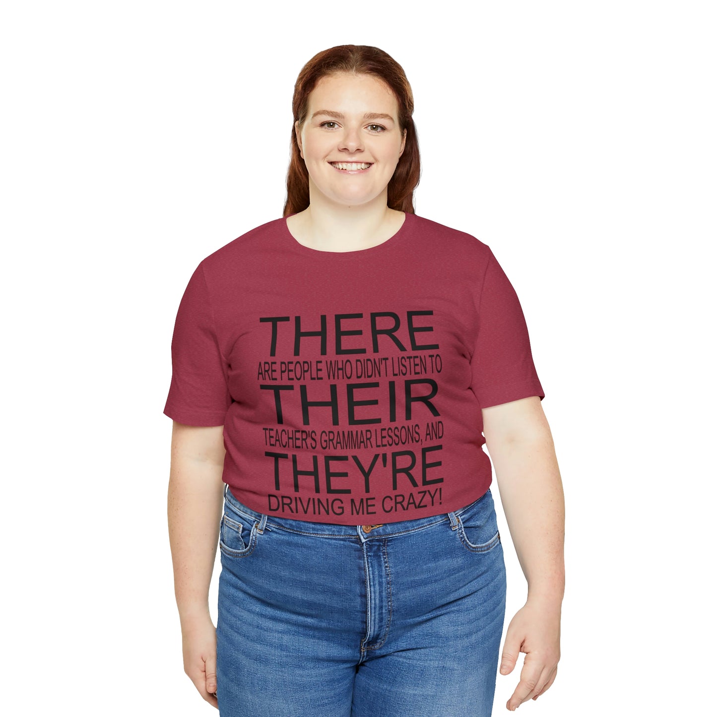 "There, Their, They're" t-shirt Grammar Teacher Unisex Jersey Short Sleeve Tee