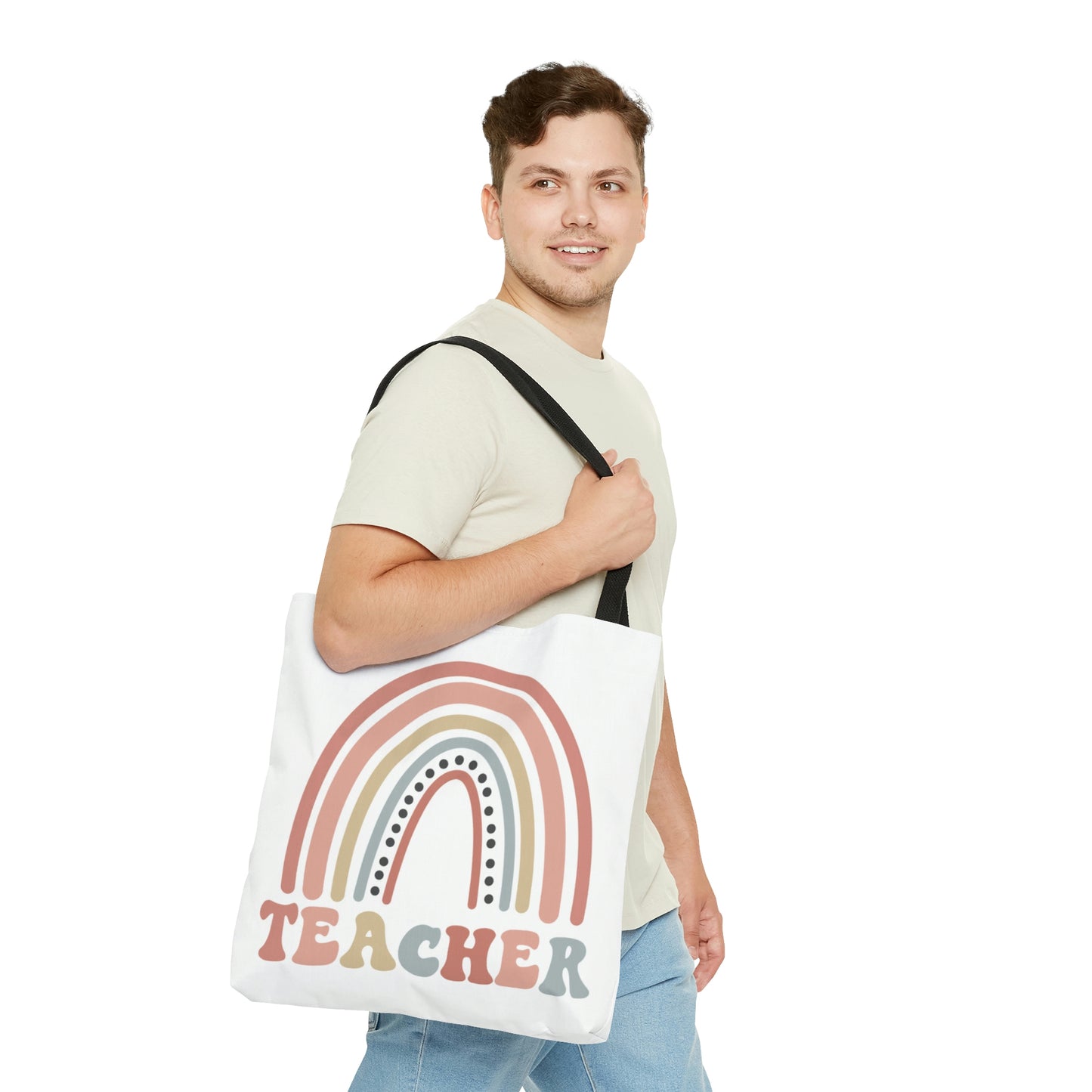 Retro Rainbow Double sided Teacher Tote Bag